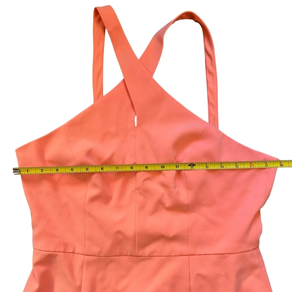 French Connection Coral Orange Sheath Mini Dress Halter Neck Large